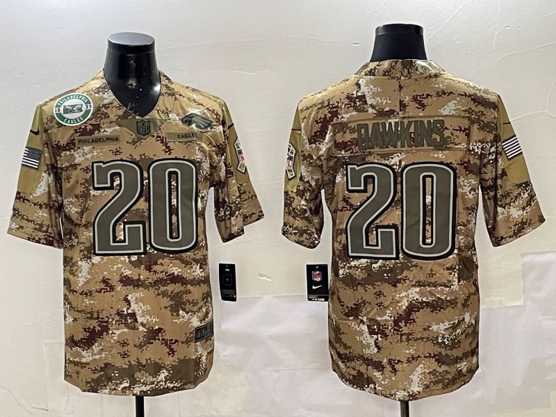 Men Philadelphia Eagles 20 Dawkins Camo 2025 Nike Salute to Service Limited NFL Jersey style 2122